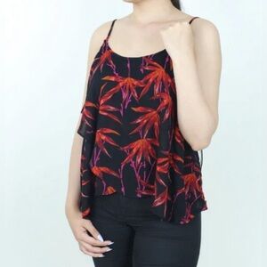 FREE PEOPLE - Tropical Print Cami. Wrap front, adjustable straps. Loose.Small